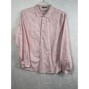 Tommy‎ Bahama Men Floral Button-Down Shirt Island Modern Fit Pink Cotton/Silk XL